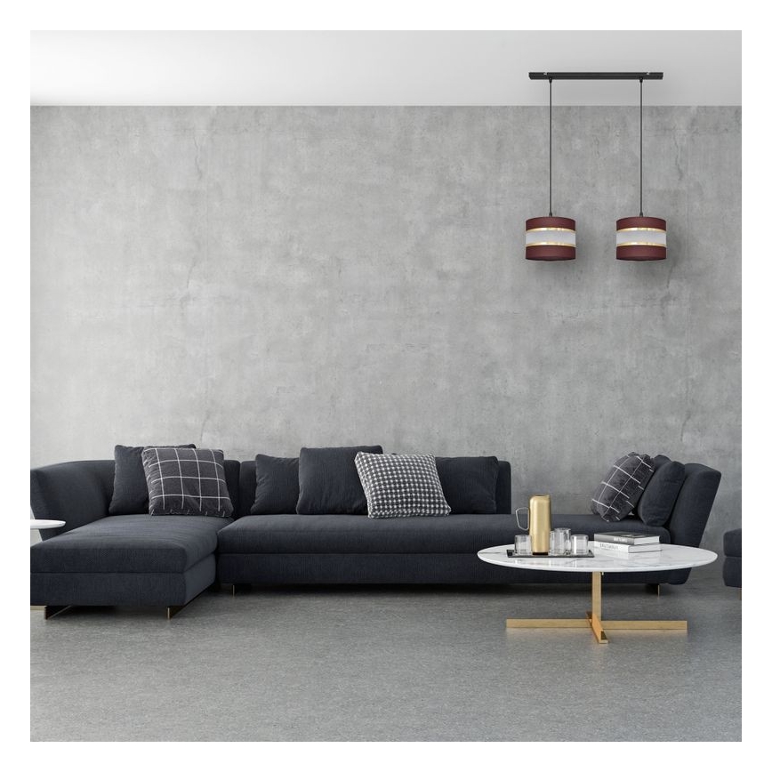 Lustr na lanku HELEN 2xE27/15W/230V hnědá/černá/zlatá