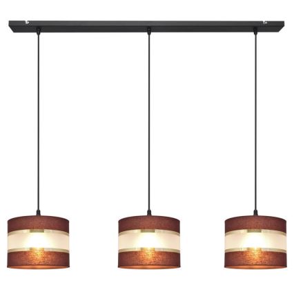 Lustr na lanku HELEN 3xE27/15W/230V hnědá/černá/zlatá