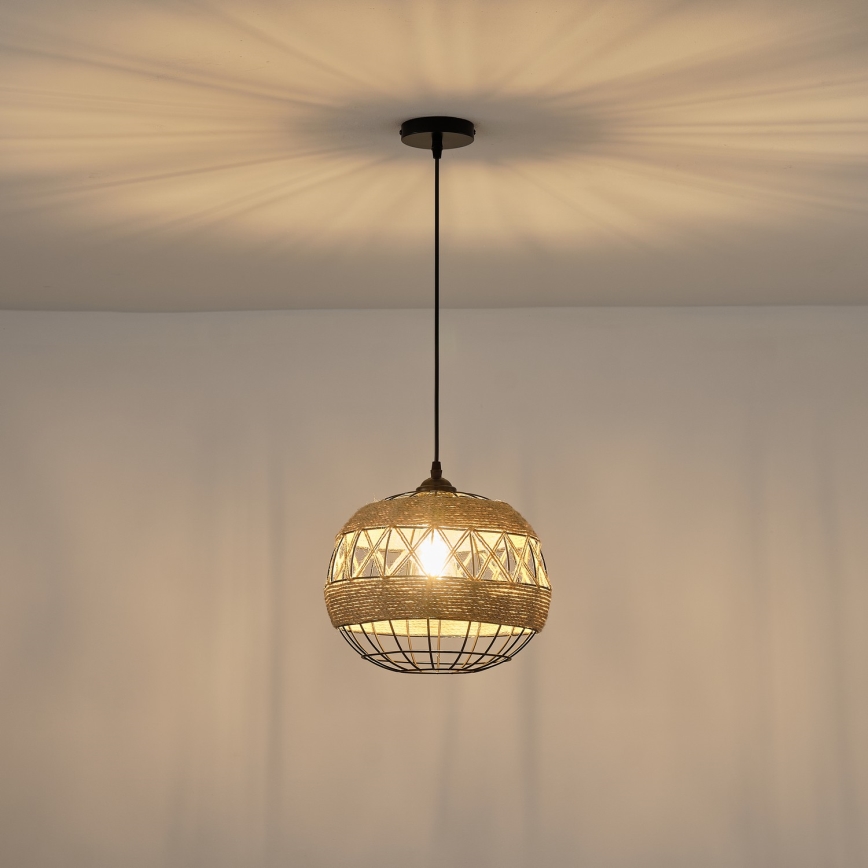Lustr na lanku HELIOS 1xE27/15W/230V béžová