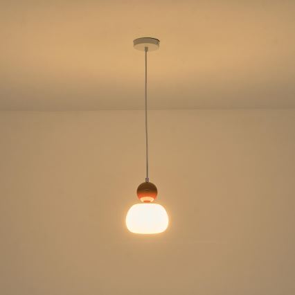 Lustr na lanku HELIOS 1xG9/7W/230V bílá/hnědá