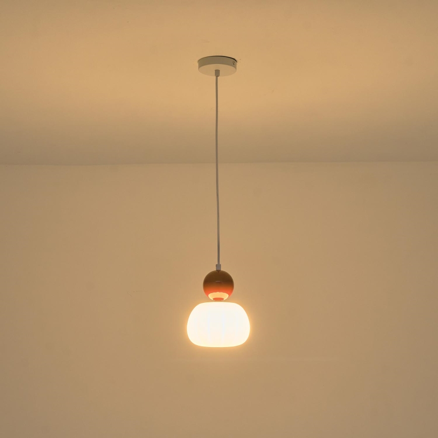 Lustr na lanku HELIOS 1xG9/7W/230V bílá/hnědá