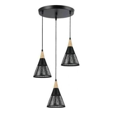 Lustr na lanku HIRA 3xE27/60W/230V pr. 40 cm černá