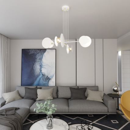 Lustr na lanku IDEA 4xE27/15W/230V bílá