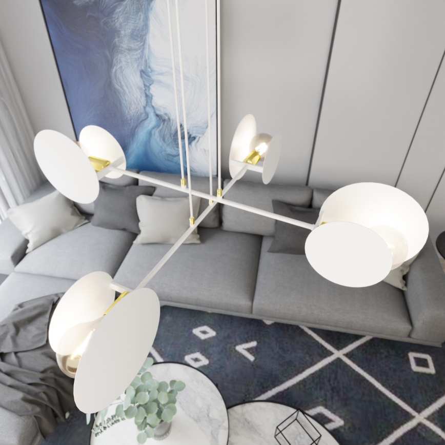 Lustr na lanku IDEA 4xE27/15W/230V bílá