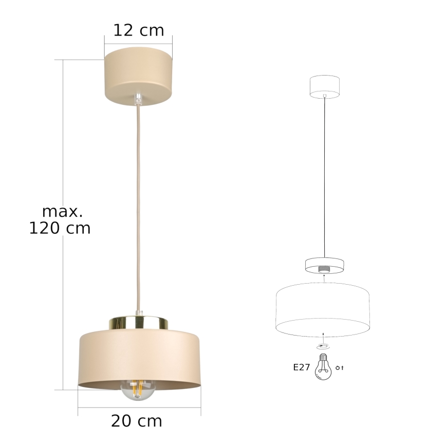 Lustr na lanku IGNIA 1xE27/60W/230V taupe