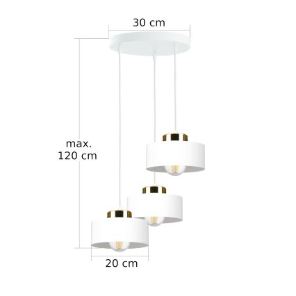 Lustr na lanku IGNIA 3xE27/60W/230V bílá
