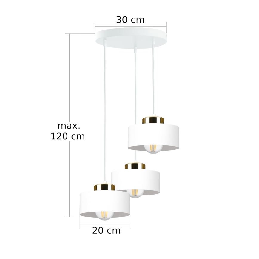 Lustr na lanku IGNIA 3xE27/60W/230V bílá