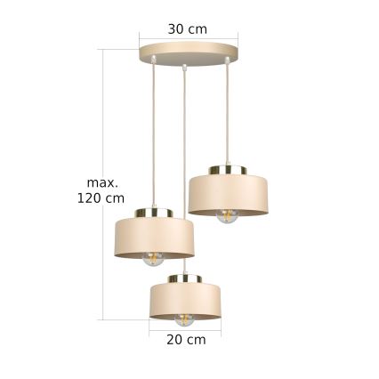 Lustr na lanku IGNIA 3xE27/60W/230V taupe