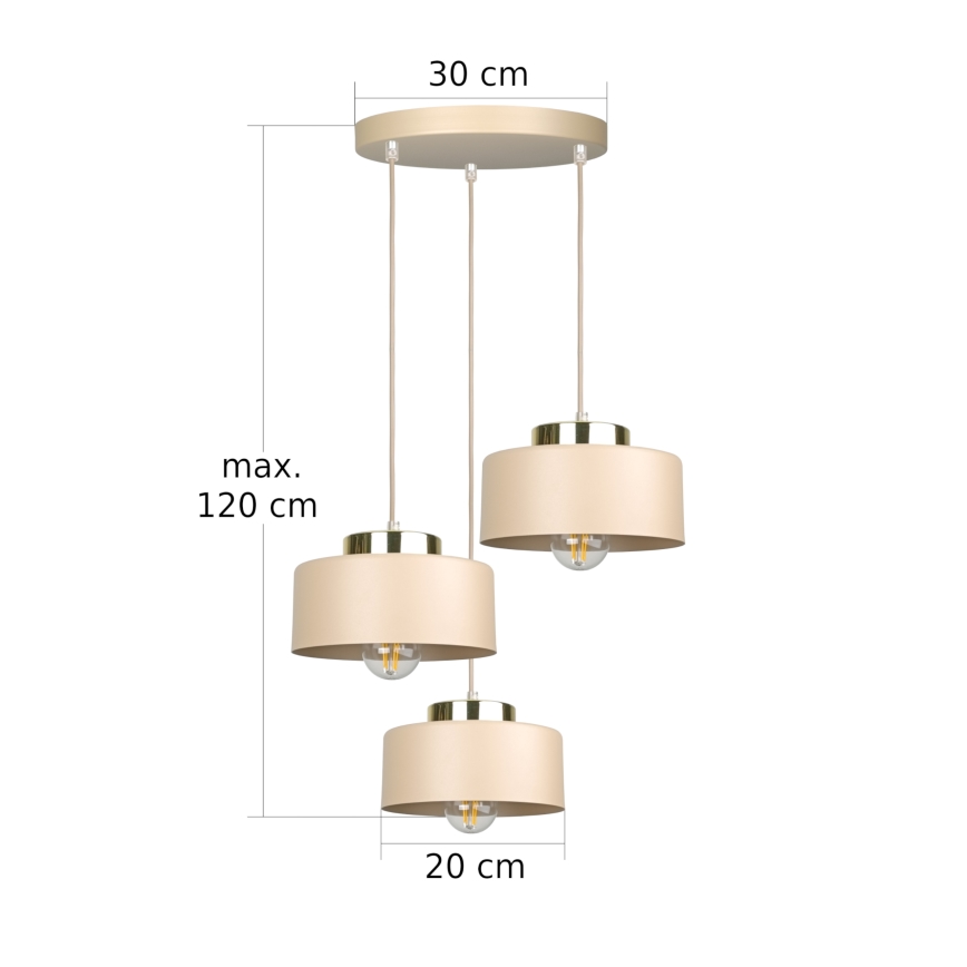 Lustr na lanku IGNIA 3xE27/60W/230V taupe