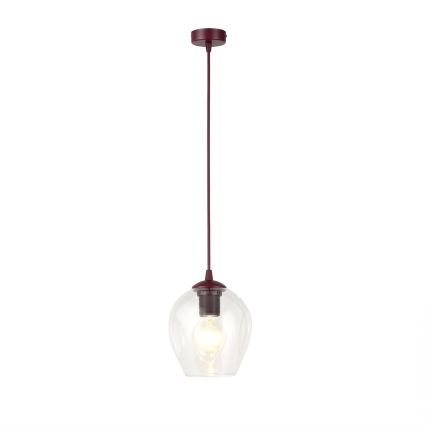 Lustr na lanku ISTAR 1xE27/15W/230V pr. 14 cm červená/čirá
