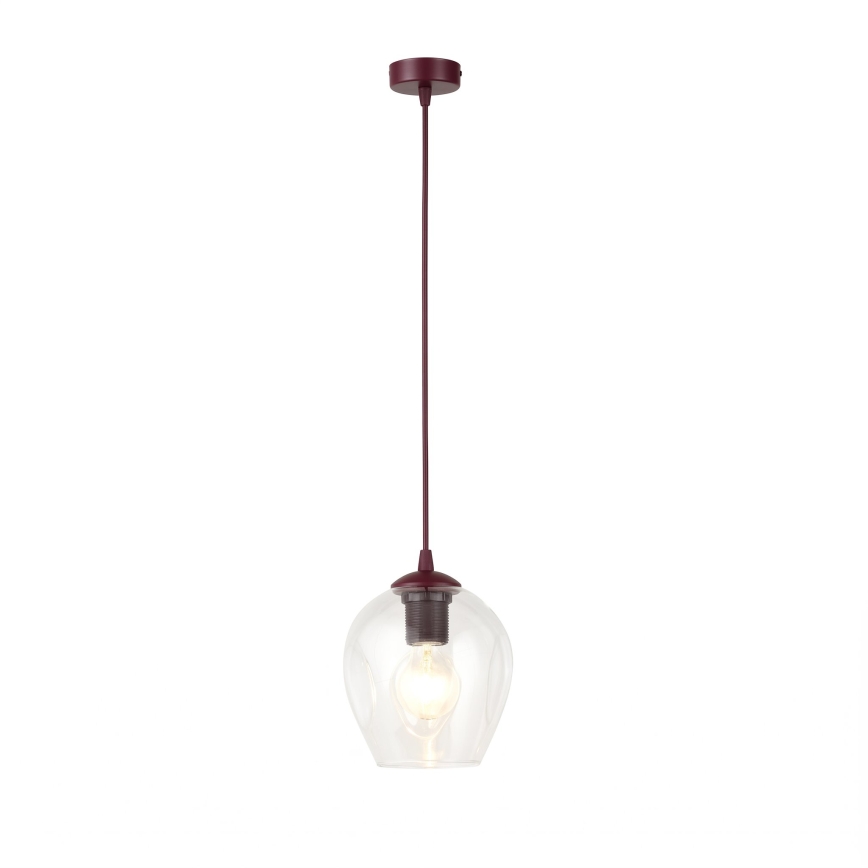Lustr na lanku ISTAR 1xE27/15W/230V pr. 14 cm červená/čirá