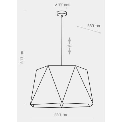 Lustr na lanku IVO 1xE27/25W/230V černá/zlatá