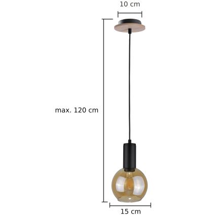 Lustr na lanku JANTAR WOOD 1xE27/60W/230V