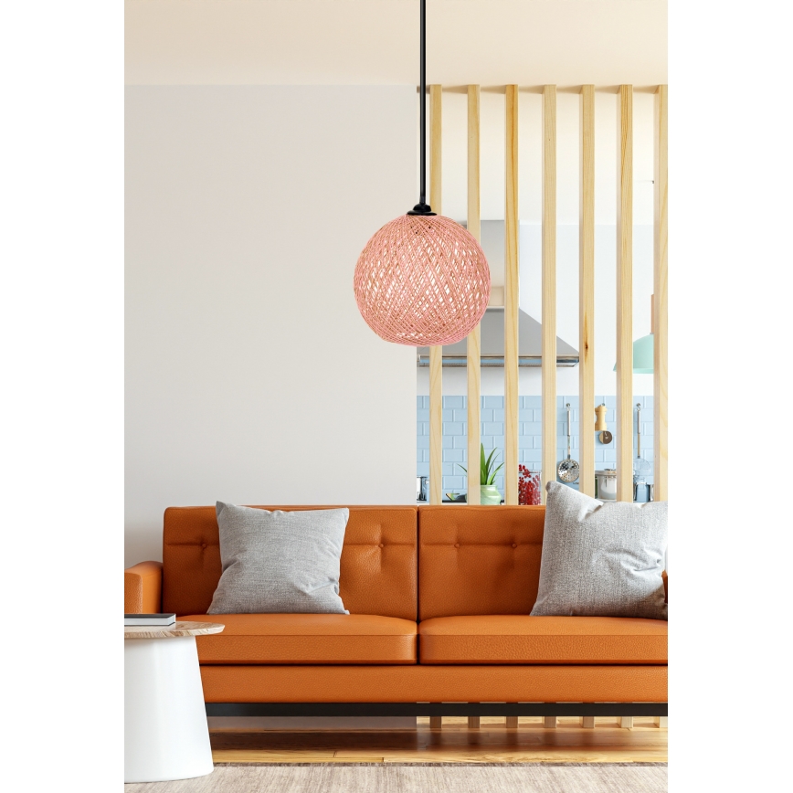 Lustr na lanku JUTE 1xE27/60W/230V růžová