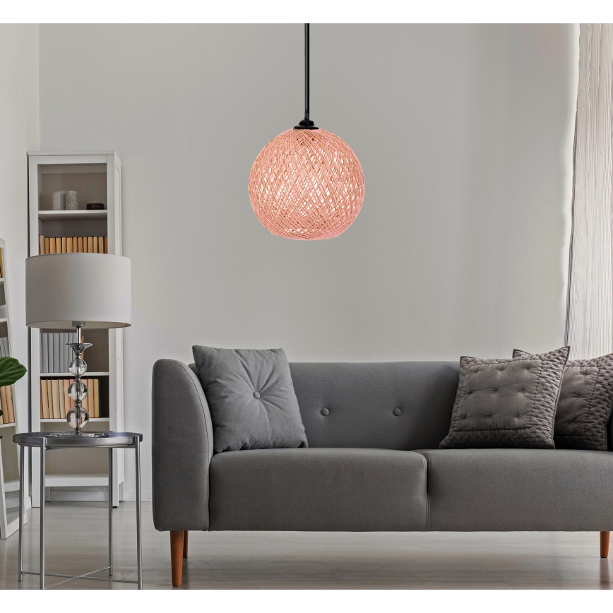 Lustr na lanku JUTE 1xE27/60W/230V růžová
