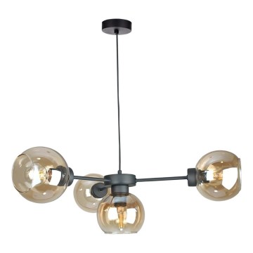 Lustr na lanku KALIOPE 4xE27/60W/230V černá/kouřová béžová