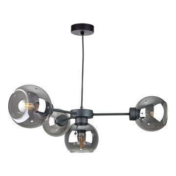 Lustr na lanku KALIOPE 4xE27/60W/230V černá/kouřová černá