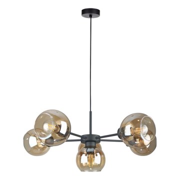 Lustr na lanku KALIOPE 6xE27/60W/230V černá/kouřová béžová