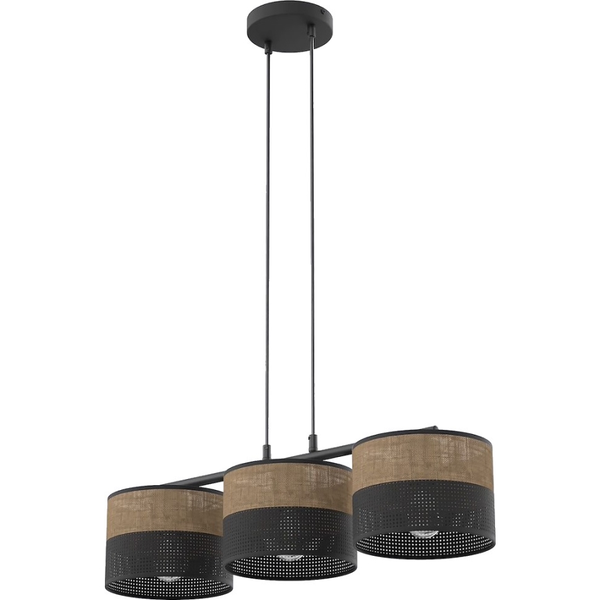 Lustr na lanku KARBON 3xE27/15W/230V černá/hnědá