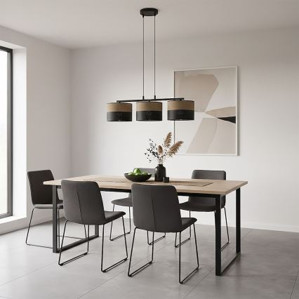 Lustr na lanku KARBON 3xE27/15W/230V černá/hnědá