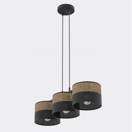Lustr na lanku KARBON 3xE27/15W/230V černá/hnědá