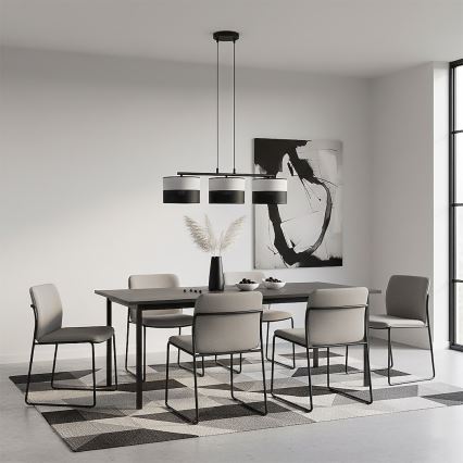 Lustr na lanku KARBON 3xE27/15W/230V černá/šedá