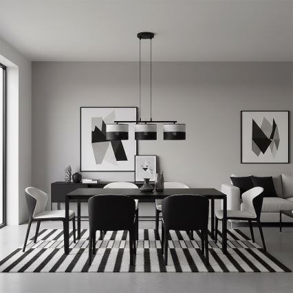Lustr na lanku KARBON 3xE27/15W/230V černá/šedá