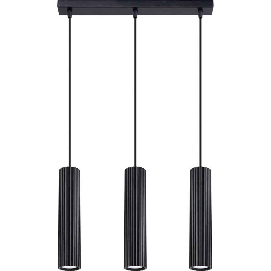Lustr na lanku KARBON 3xGU10/10W/230V černá