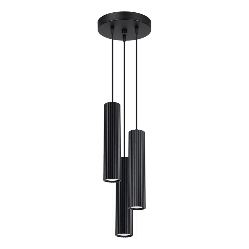 Lustr na lanku KARBON 3xGU10/10W/230V černá