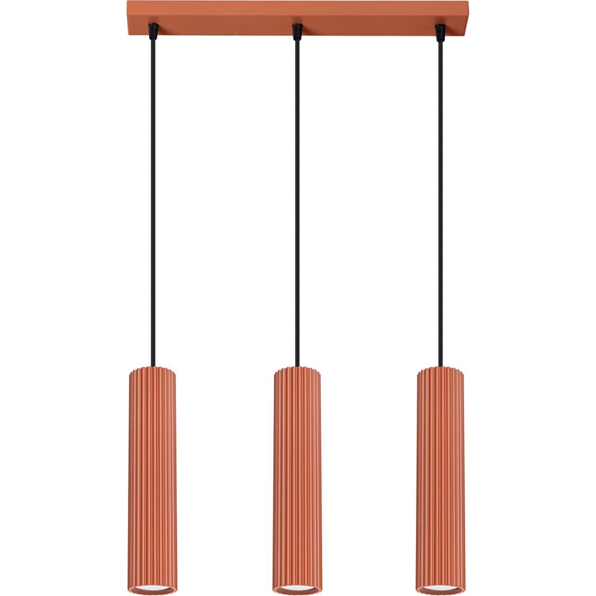 Lustr na lanku KARBON 3xGU10/10W/230V červená