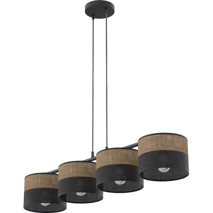 Lustr na lanku KARBON 4xE27/15W/230V černá/hnědá