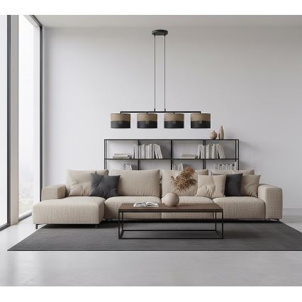 Lustr na lanku KARBON 4xE27/15W/230V černá/hnědá