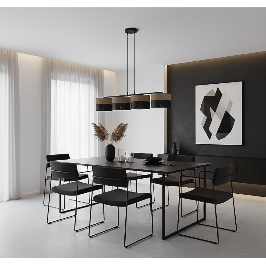 Lustr na lanku KARBON 4xE27/15W/230V černá/hnědá