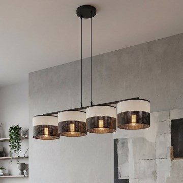 Lustr na lanku KARBON 4xE27/15W/230V černá/šedá