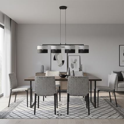 Lustr na lanku KARBON 4xE27/15W/230V černá/šedá