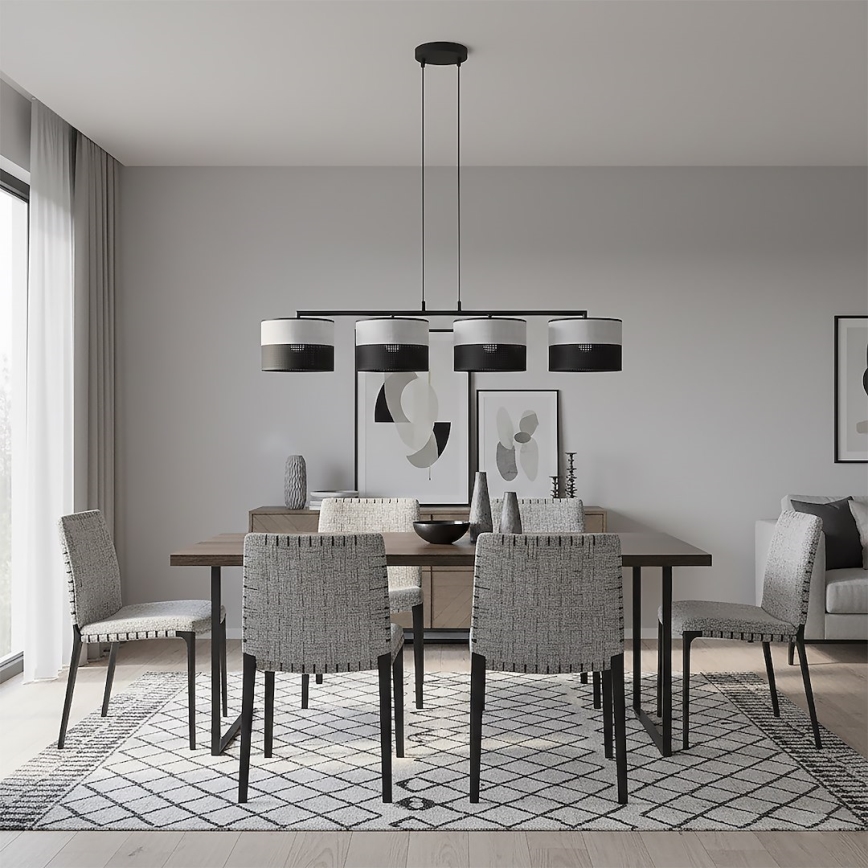 Lustr na lanku KARBON 4xE27/15W/230V černá/šedá