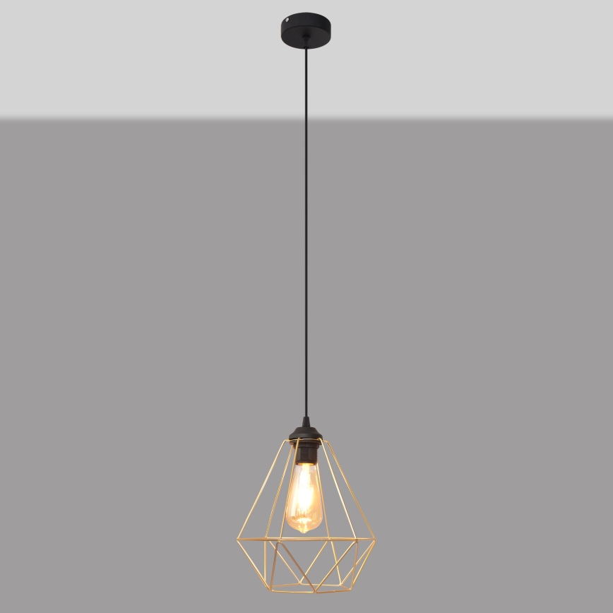 Lustr na lanku KARO 1xE27/15W/230V zlatá/černá