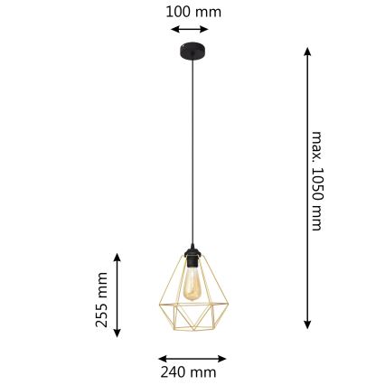 Lustr na lanku KARO 1xE27/15W/230V zlatá/černá