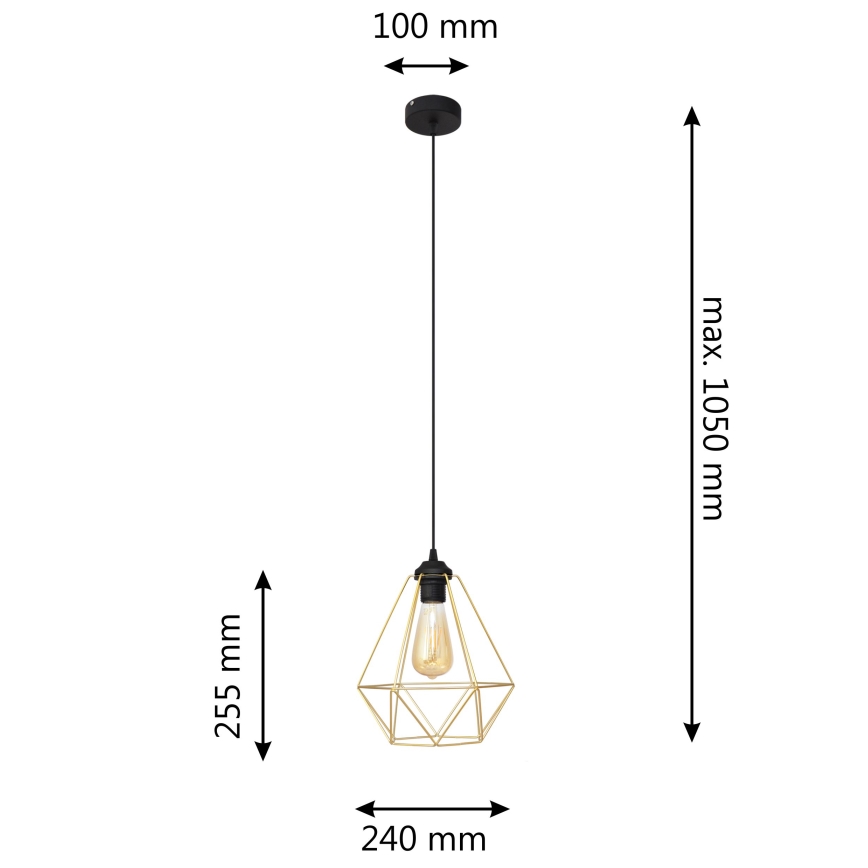 Lustr na lanku KARO 1xE27/15W/230V zlatá/černá