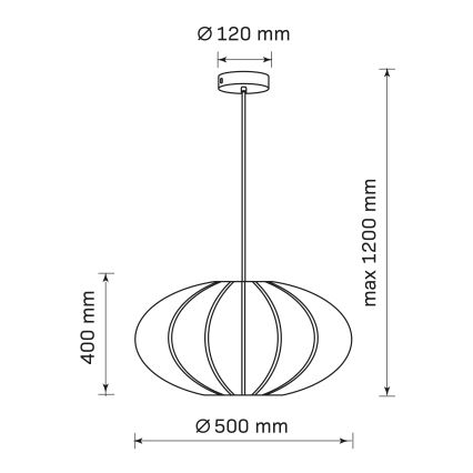 Lustr na lanku KINU 1xE27/20W/230V pr. 50 cm černá
