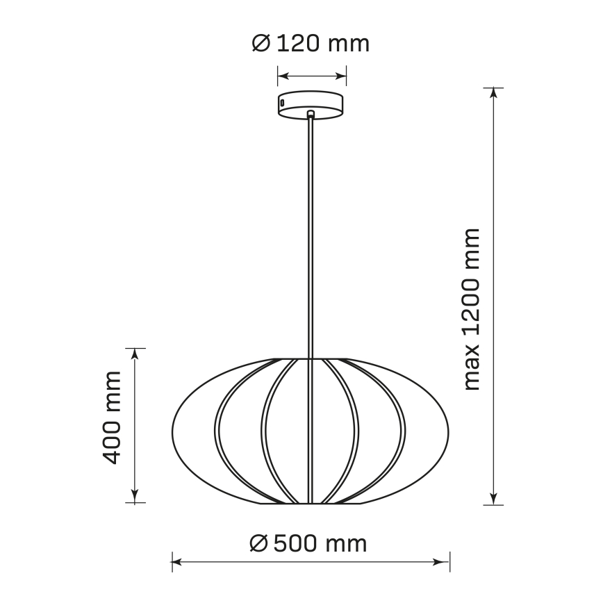 Lustr na lanku KINU 1xE27/20W/230V pr. 50 cm černá