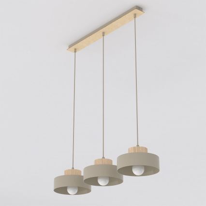 Lustr na lanku KIVI 3xE27/15W/230V béžová