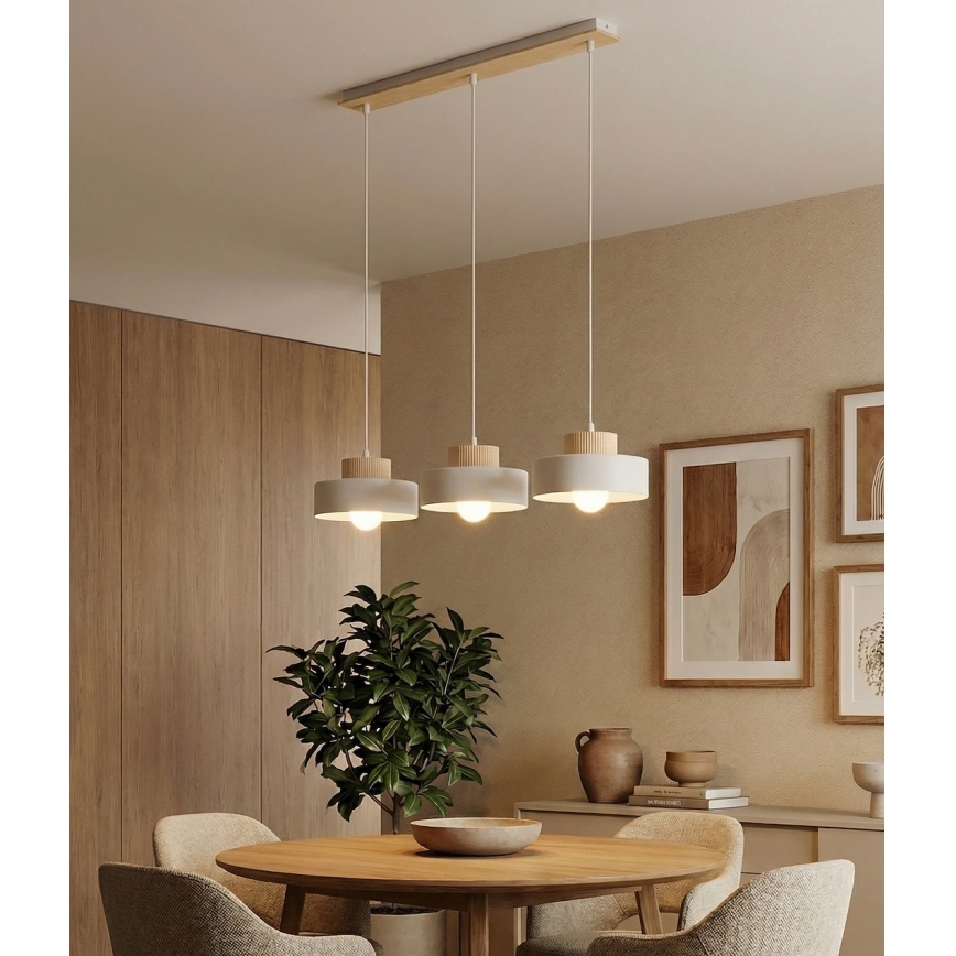 Lustr na lanku KIVI 3xE27/15W/230V bílá