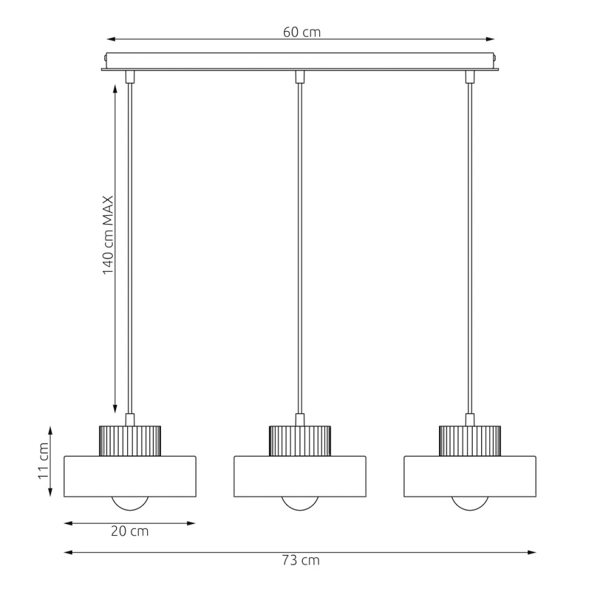 Lustr na lanku KIVI 3xE27/15W/230V bílá