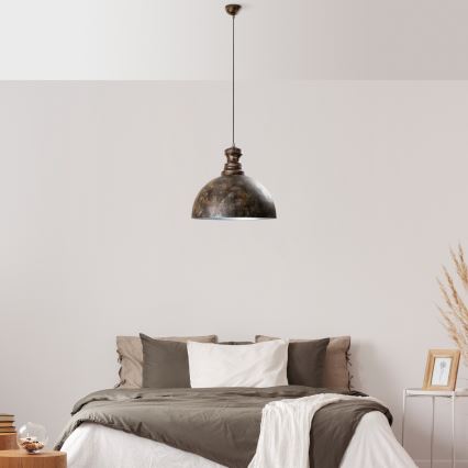 Lustr na lanku KURE 1xE27/40W/230V pr. 40 cm šedá