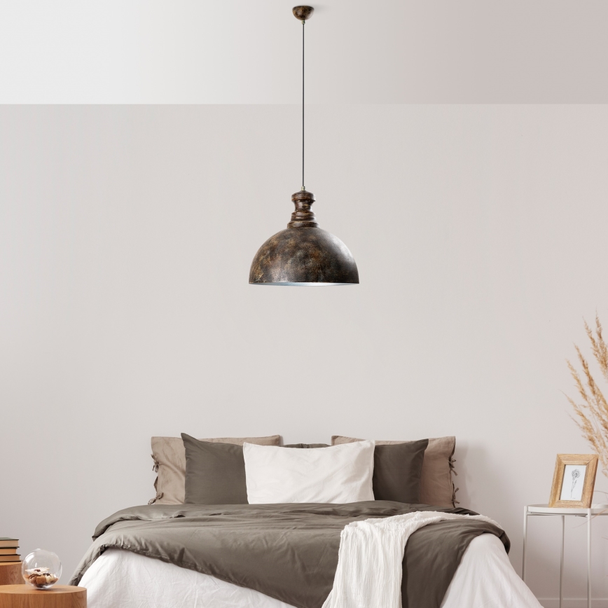 Lustr na lanku KURE 1xE27/40W/230V pr. 40 cm šedá