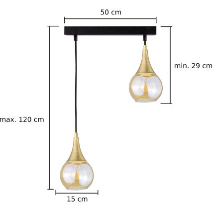 Lustr na lanku LACRIMA HONEY 2xE27/60W/230V