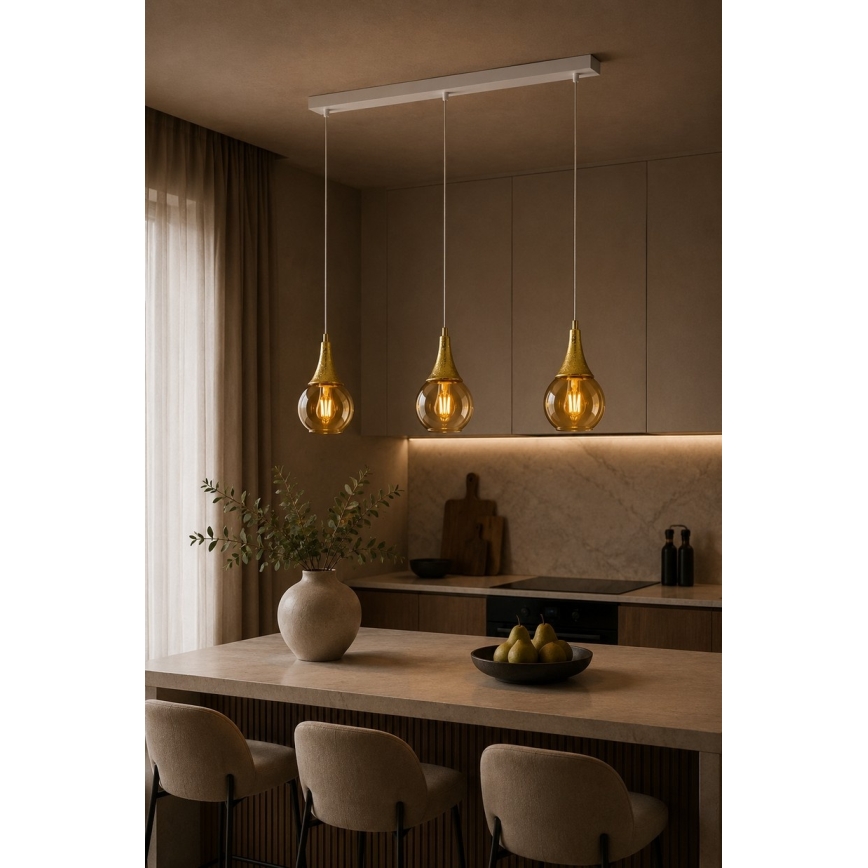 Lustr na lanku LACRIMA WHITE 3xE27/60W/230V