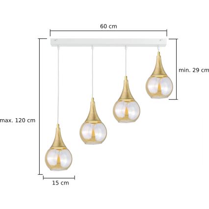 Lustr na lanku LACRIMA WHITE 4xE27/60W/230V