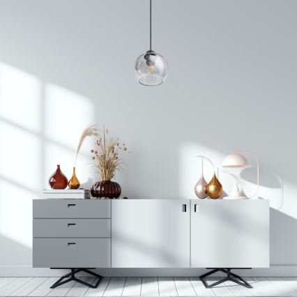 Lustr na lanku LATIL 1xE27/60W/230V černá